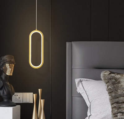 Modern Gold LED Pendant Light Oval Gold Simple Pendant Lighting for Bedroom Living Room