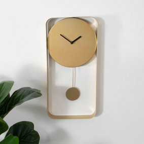 Modern Gold Metal Wall Clock with Black Details
