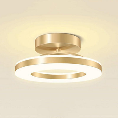 Modern Gold Ring Semi Flush Mount Ceiling Light Brushed Metal Acrylic ...
