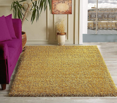 Modern Gold Shaggy Area Rug Elegant and Fade-Resistant Carpet Runner - 120x170 cm
