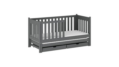 Modern Graphite Kaja Single Bed with Trundle & Storage (H)860mm (W)1980mm (D)970mm, Space-Efficient