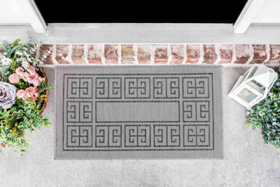 Modern Greek Key Design Outdoor-Indoor Rugs Dark Grey 160x230 cm