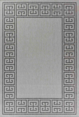 Modern Greek Key Design Outdoor-Indoor Rugs Dark Grey 160x230 cm