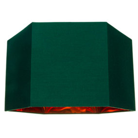 Modern Green Cotton 14 Table/Pendant Hexagonal Lampshade with Matt Copper Inner