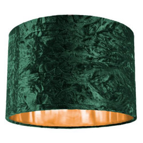 Modern Green Crushed Velvet 12" Table/Pendant Lamp Shade with Shiny Copper Inner