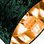 Modern Green Crushed Velvet 12" Table/Pendant Lamp Shade with Shiny Copper Inner