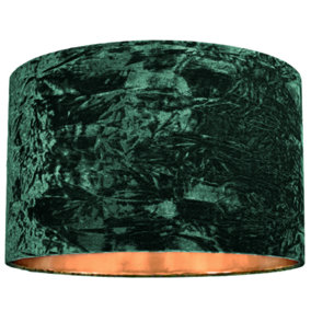 Modern Green Crushed Velvet 20" Floor/Pendant Lampshade with Shiny Copper Inner