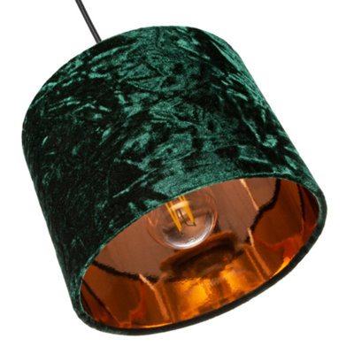 Modern Green Crushed Velvet 8" Table/Pendant Lampshade with Shiny Copper Inner