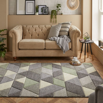 Modern Green Geometric Easy To Clean Rug For Dining Room 120cm X 170cm~4010011465077 01c MP?$MOB PREV$&$width=768&$height=768