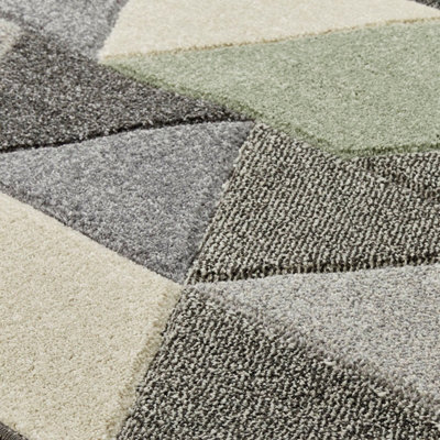 Modern Green Geometric Easy to Clean Rug for Dining Room-200cm X 285cm