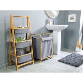 Modern Grey 3-Tier Folding Basket Storage Organiser