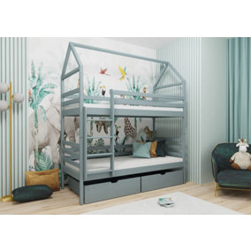 Modern Grey Alex Bunk Bed with Storage (H)217cm (W)198cm (D)98cm - Elegant & Functional