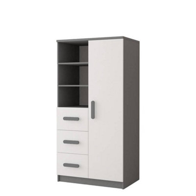 Modern Grey and White Sideboard H1600mm W800mm D400mm - Grey Handles for Contemporary Interiors