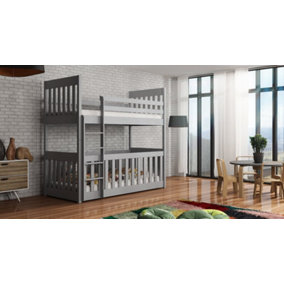Modern Grey Cris Bunk Bed with Cot & Bonnell Mattresses - Stylish & Safe (H1710mm W1980mm D980mm)