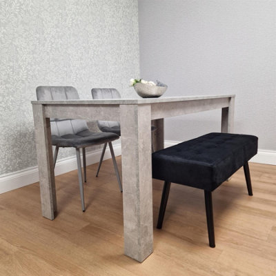 Modern Grey Dining Table Set with 2 Grey Velvet Chairs and 1 Black ...
