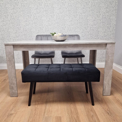 Modern Grey Dining Table Set with 2 Grey Velvet Chairs and 1 Black ...