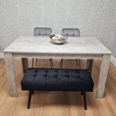 Modern Grey Dining Table Set with 2 Grey Velvet Chairs and 1 Black ...