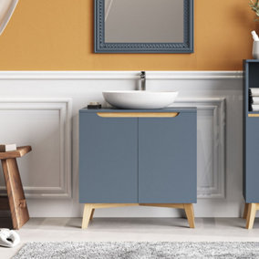 Modern Grey Freestanding Under Sink Storage Cabinet with Plumbing Slot 600x300x602mm