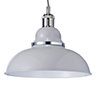 Modern Grey Gloss Domed Metal Ceiling Pendant Light Shade with Chrome Ring