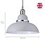 Modern Grey Gloss Domed Metal Ceiling Pendant Light Shade with Chrome Ring