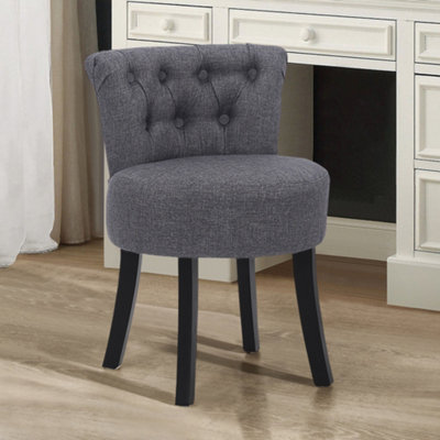 grey dressing table stool Modern Grey Linen Dressing Table Stool with Rubberwood Legs