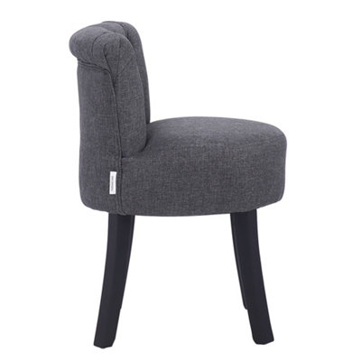 dark grey dressing table stool Modern Linen with Rubberwood Legs back style_backless