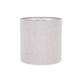 Modern Grey Linen Fabric Small 13cm Drum Clip Shade with Matching Satin Lining