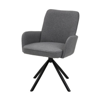 Modern Grey Linen Upholstered Swivel Chair
