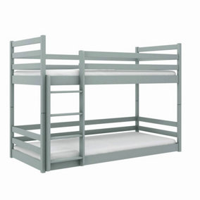 Modern Grey Mini Bunk Bed with Safety Rails and Foam Bonnell Mattresses (H1360mm W1980mm D980mm