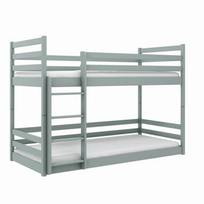 Modern Grey Mini Bunk Bed with Safety Rails and with Foam Mattresses (H1360mm W1980mm D980mm