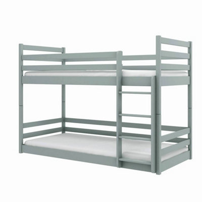 Modern Grey Mini Bunk Bed with Safety Rails and with Foam Mattresses (H1360mm W1980mm D980mm