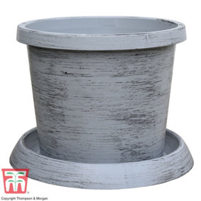 Modern Grey Patio Pot & Saucer (24 litre) (39cm) Large x 1
