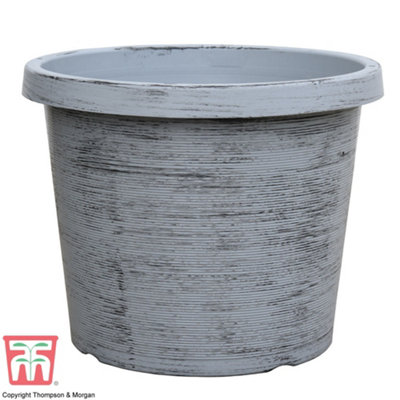 Modern Grey Patio Pot & Saucer (24 litre) (39cm) Large x 2
