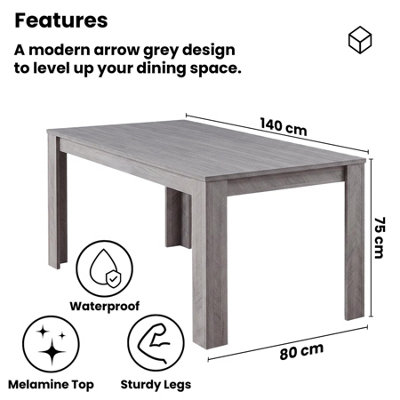 Modern Grey Rectangle Dining Table Set With 4 Black Metal Chairs And 1 ...