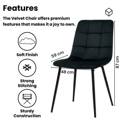 Modern Grey Rectangle Dining Table Set With 4 Black Velvet Chairs And 1 ...