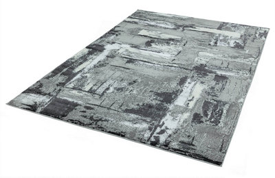 Modern Grey Rug, Abstract Rug for Bedroom, Stain-Resistant Rug for Dining Room, Abstract Grey Rug-160cm X 230cm