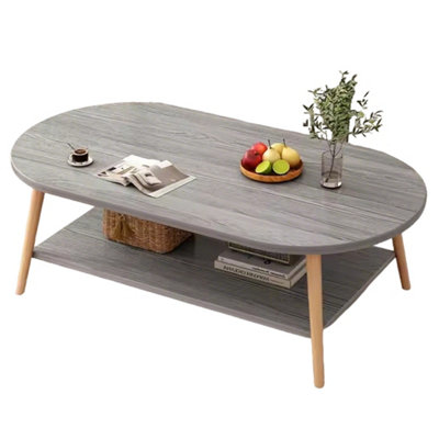 Modern Grey Two-Tier Coffee Table - Space-Saving Design