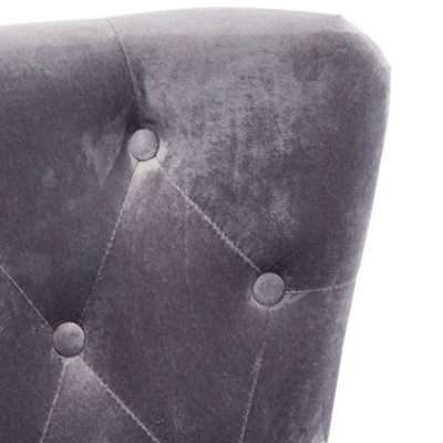 Modern Grey Velvet Upholstered Wingback Armchair with Cushion