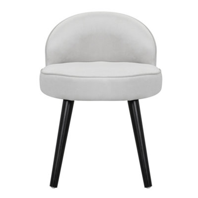 Modern Grey White Velvet Dressing Table Stool with Solid Wood Legs