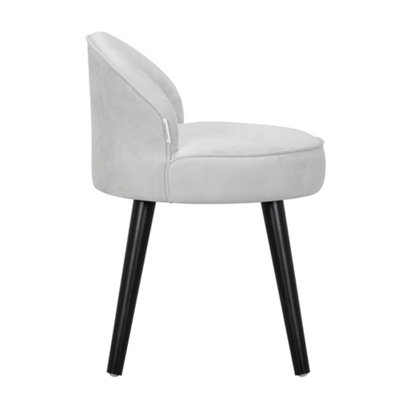 Modern Grey White Velvet Dressing Table Stool with Solid Wood Legs