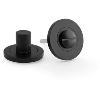 Modern Hammered Thumbturn & Release Lock - Matt Black - Bathroom Door WC