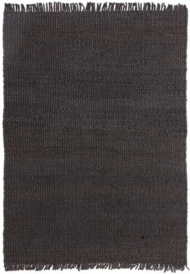 Modern Handmade Kilim Black Plain Jute Easy to Clean Rug for Living Room Bedroom & Dining Room-120cm X 170cm