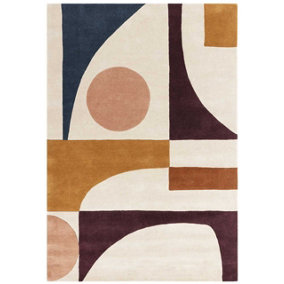 Modern Handmade Multi Abstract Wool Multicoloured Easy to Clean Rug for Living Room & Bedroom-120cm X 170cm