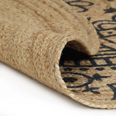 Modern Handmade Rug Jute with Dark Blue Print 150 cm