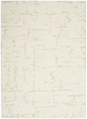 Modern Handmade Rug, Luxurious Rug for Bedroom, Wool Dining Room Rug, Abstract Rug, 12mm Thick Ivory Rug-236cm X 297cm