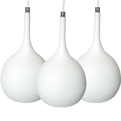 Modern Hanging Ceiling Pendant Light Set - 3x White & Copper LED Lamps for Kitchen