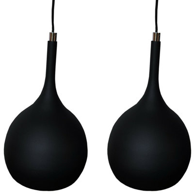 Modern Hanging Pendant Light Set in Matt Black and Copper Finish with Built-in LED Bulbs