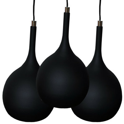 Modern Hanging Pendant Light Set in Matt Black and Copper with Built-in ...