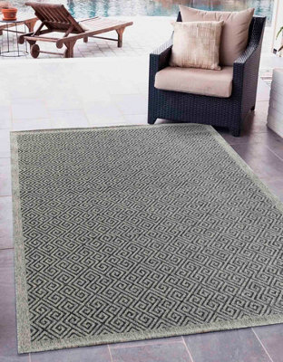 Modern Harper Greek Key Design Outdoor-Indoor Rugs Dark Grey 120x170 cm