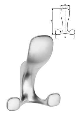 Modern Hat Coat Hanger Hook Door Wall Bath Model Toledo 104mm - Colour Aluminium - Pack of 5